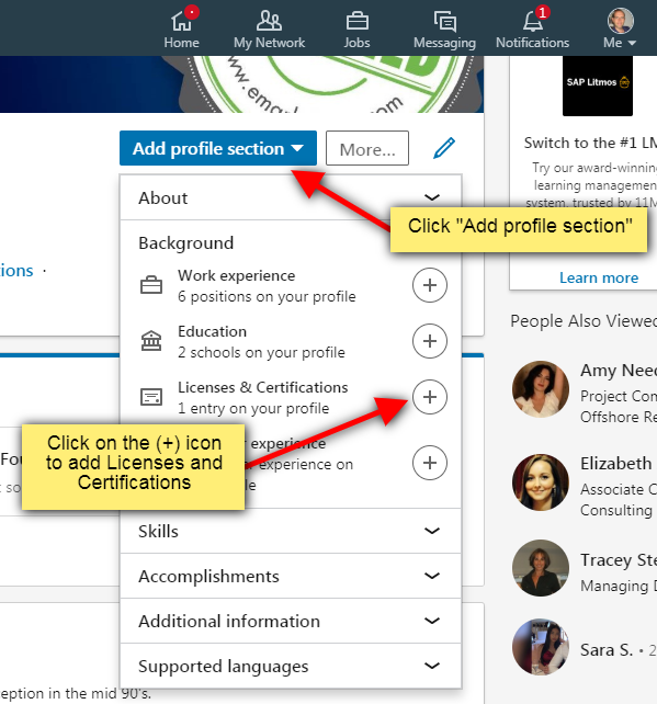 Step 2 - navigate to Licenses and Certifications